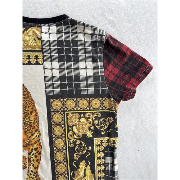 Rise As 1ne RS1NE T Shirt Mens M Multicolor Casual Gold Plaid Leopard Print - Picture 14 of 14